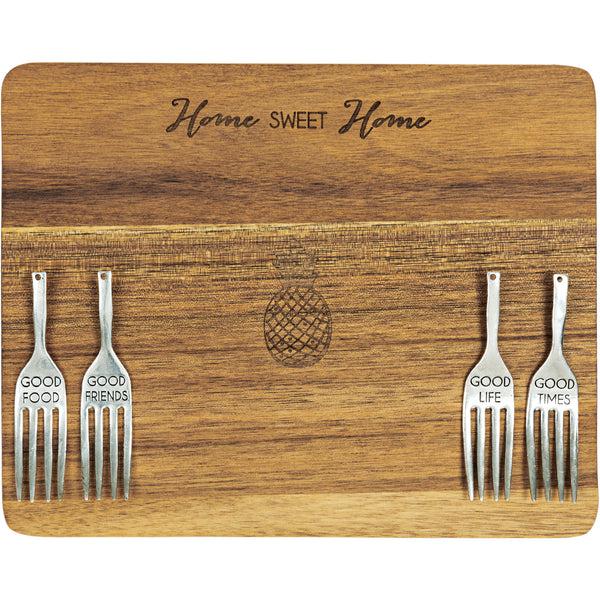 pavilion gift company Home Sweet Home 9" Acacia Cheese/Bread Board Set