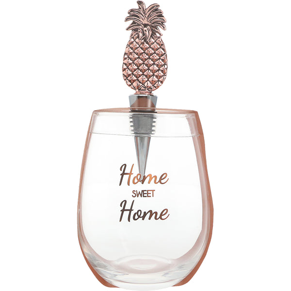 pavilion gift company Home Sweet Home Bottle Stopper and 20 oz Stemless Gift Set