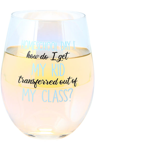 pavilion gift company Homeschool Day 1 18 oz Stemless Wine Glass