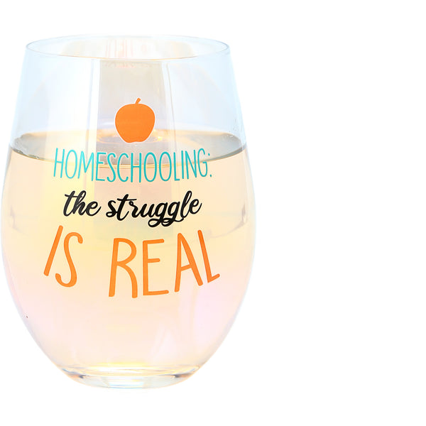 pavilion gift company Homeschooling 18 oz Stemless Wine Glass