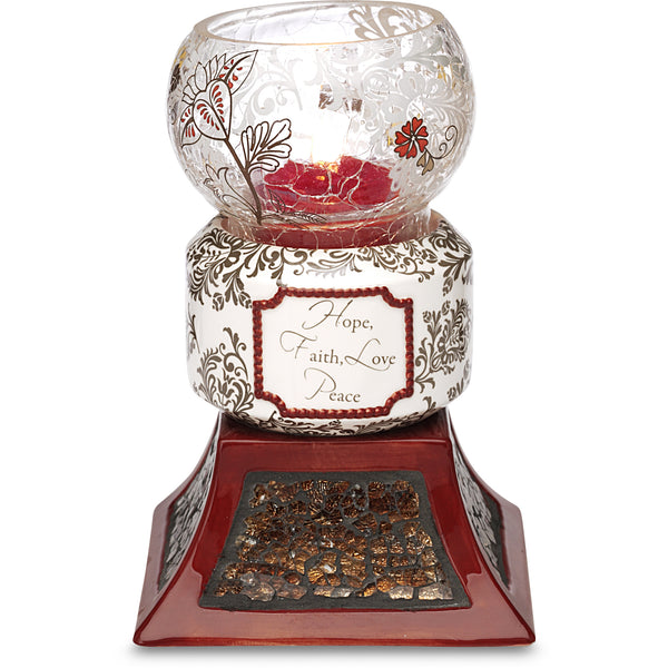 pavilion gift company Hope Faith Love Peace 5.5" Tealight Holder