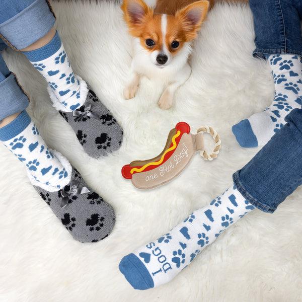 Pavilion Gift Company Hot Dog 12.75" Canvas Dog Toy On Rope