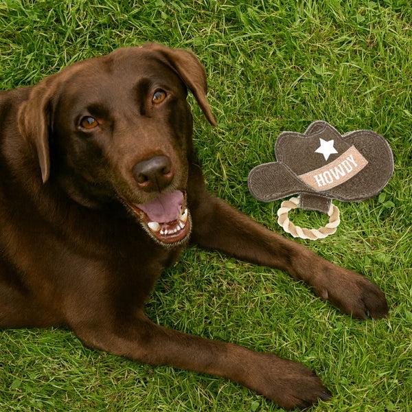 Pavilion Gift Company Howdy 11" X 8.5" Canvas Dog Toy On Rope