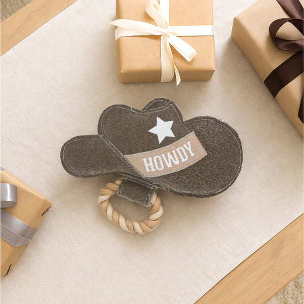 Pavilion Gift Company Howdy 11" X 8.5" Canvas Dog Toy On Rope