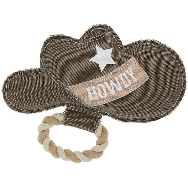 pavilion gift company Howdy 11" x 8.5" Canvas Dog Toy on Rope