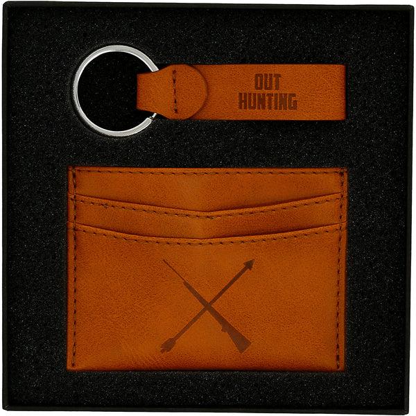 pavilion gift company Hunting PU Leather Keyring & Wallet Set