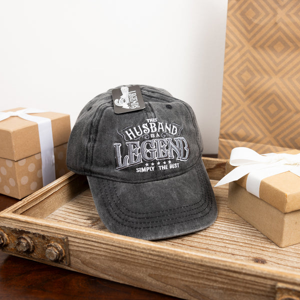 Pavilion Gift Company Husband Black Washed Cotton Twill Hat