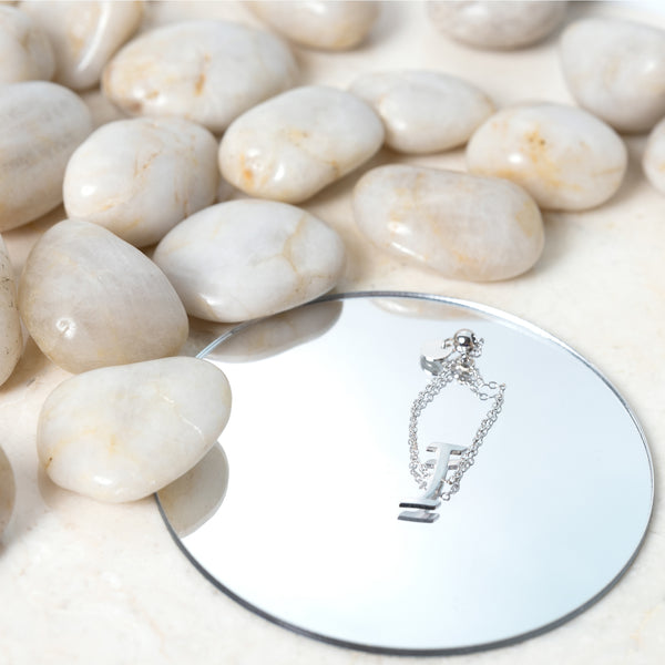 Pavilion Gift Company I Adjustable Rhodium Plated Monogram Ring