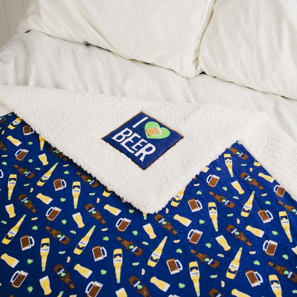 Pavilion Gift Company I Love Beer 45" X 50" Sherpa Blanket
