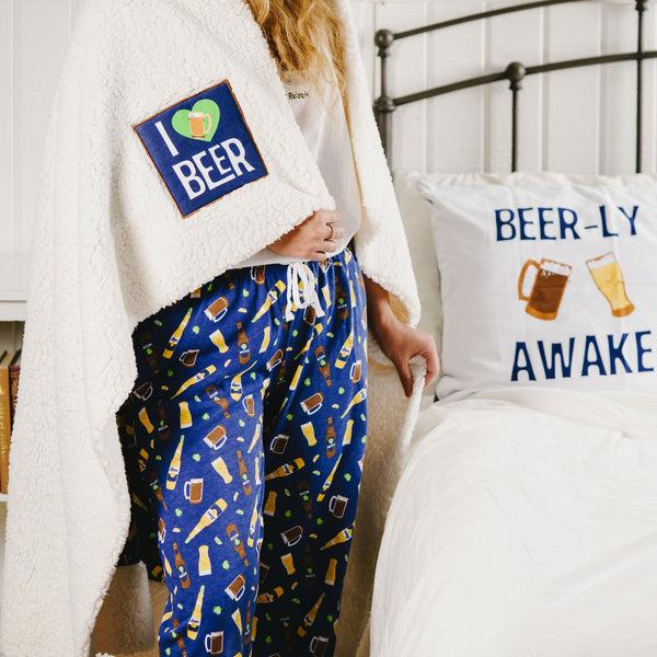 Pavilion Gift Company I Love Beer 45" X 50" Sherpa Blanket