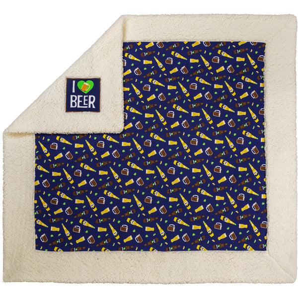 pavilion gift company I Love Beer 45" x 50" Sherpa Blanket