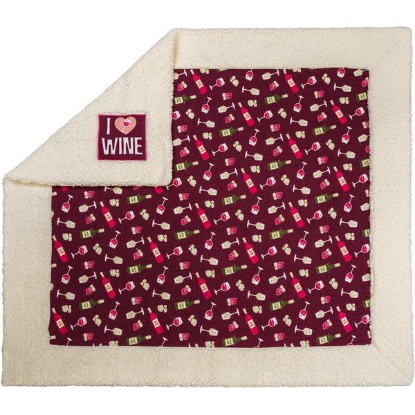 pavilion gift company I Love Wine 45" x 50" Sherpa Blanket