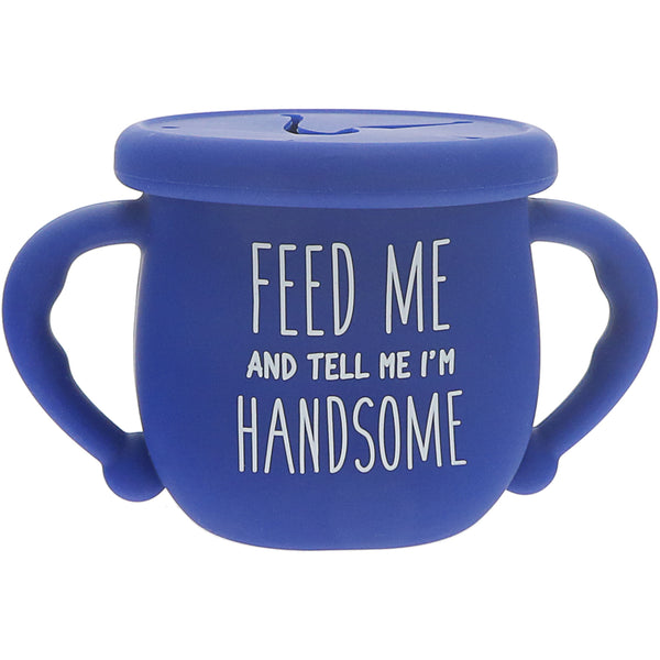 pavilion gift company I'm Handsome 3.5" Silicone Snack Bowl with Lid