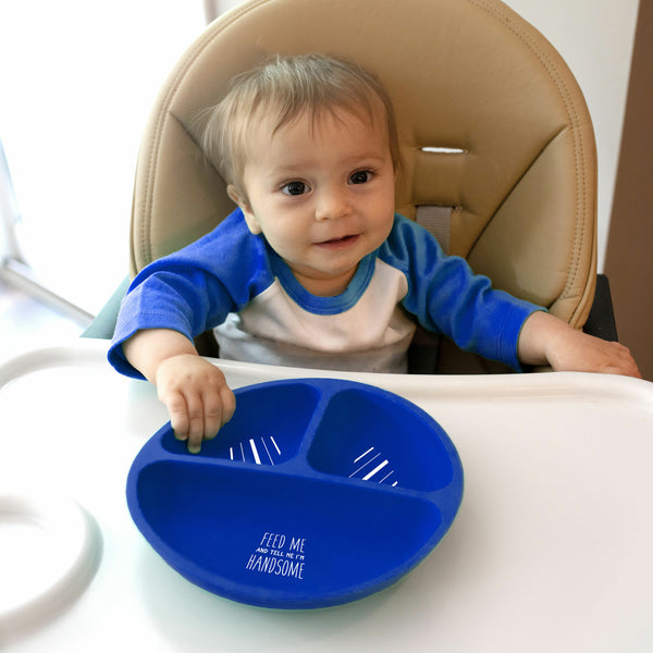 Pavilion Gift Company I'm Handsome 7.75" Divided Silicone Suction Plate