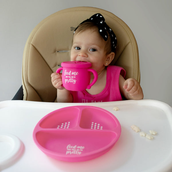 Pavilion Gift Company I'm Pretty 7.75" Divided Silicone Suction Plate