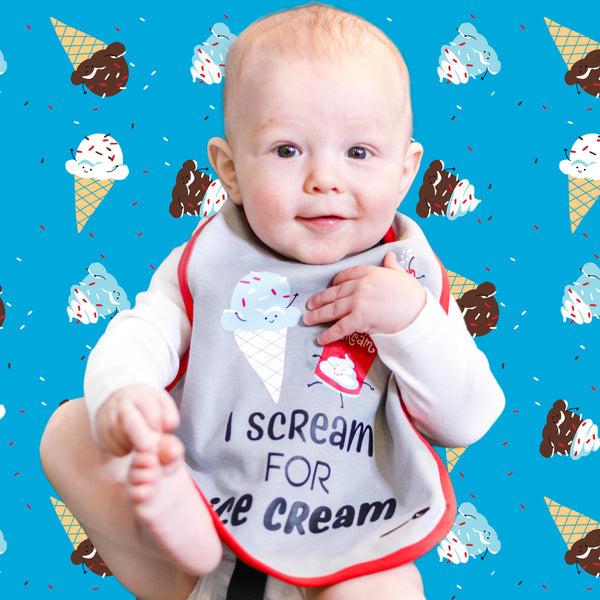 Pavilion Gift Company Ice Cream Gray Reversible Bib 6 Months - 3 Years