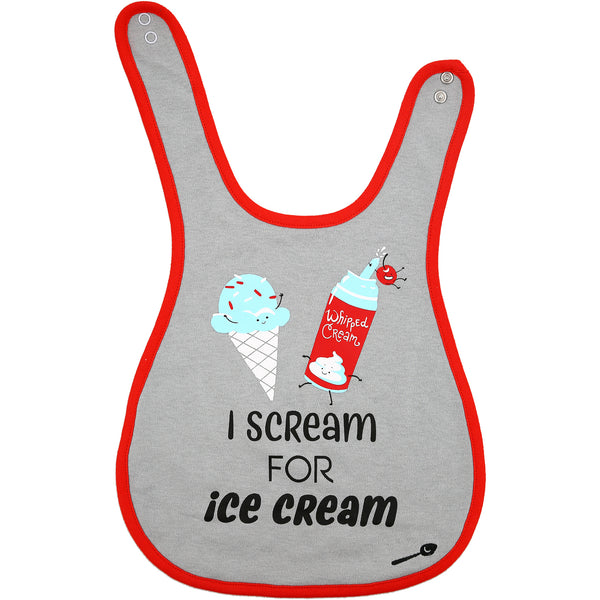 Pavilion Gift Company Ice Cream Gray Reversible Bib 6 Months - 3 Years