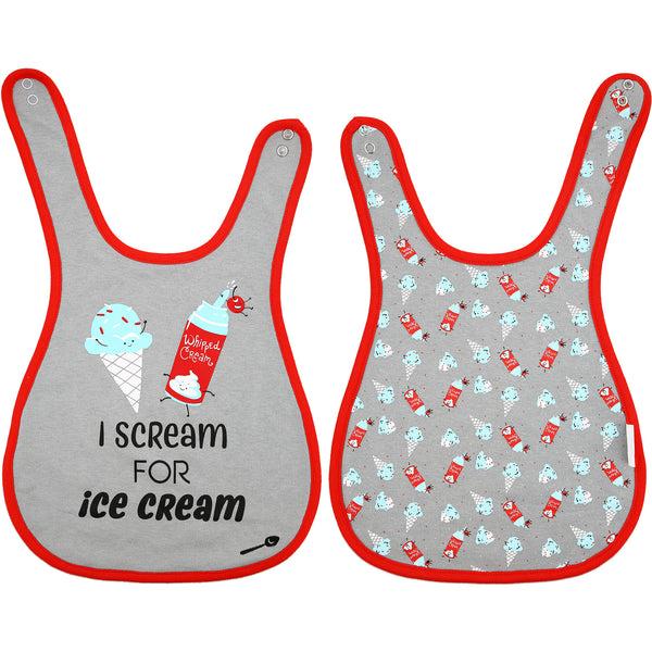 pavilion gift company Ice Cream Gray Reversible Bib 6 Months - 3 Years