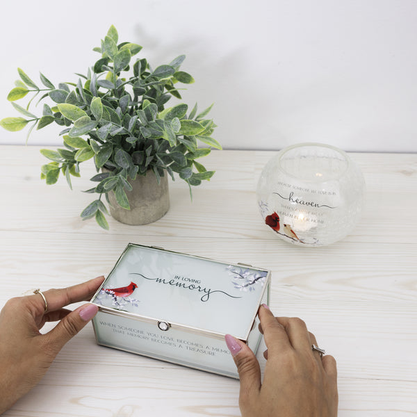 Pavilion Gift Company In Loving Memory 6" X 3.5" Glass Keepsake Box