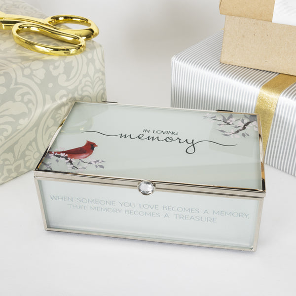 Pavilion Gift Company In Loving Memory 6" X 3.5" Glass Keepsake Box