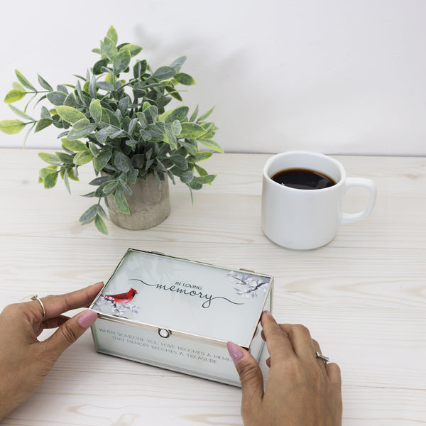 Pavilion Gift Company In Loving Memory 6" X 3.5" Glass Keepsake Box