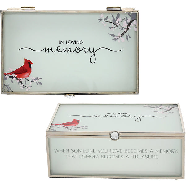 pavilion gift company In Loving Memory 6" x 3.5" Glass Keepsake Box
