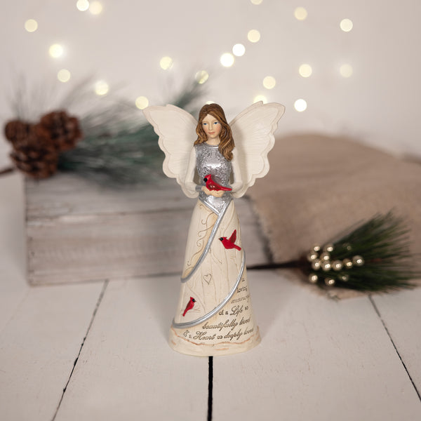Pavilion Gift Company In Loving Memory 7.5" Angel With Cardinals