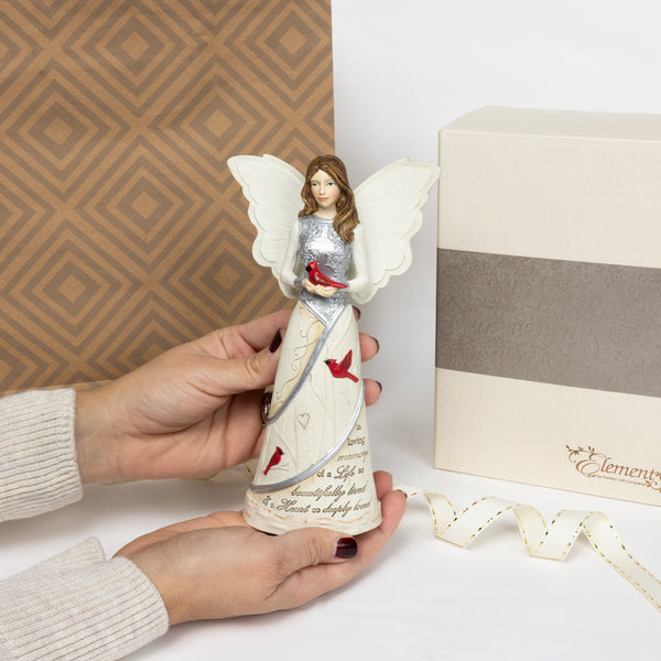 Pavilion Gift Company In Loving Memory 7.5" Angel With Cardinals