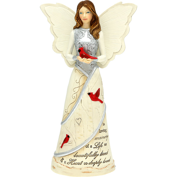 pavilion gift company In Loving Memory 7.5" Angel with Cardinals