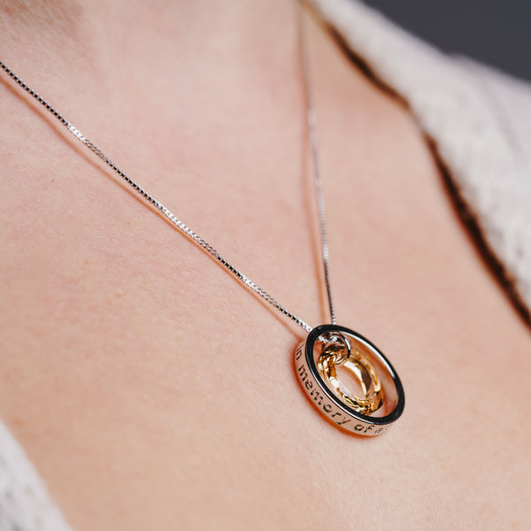 Pavilion Gift Company In Memory Golden Shadow Crystal 17"-19" Engraved Rhodium Plated Austrian Element Necklace