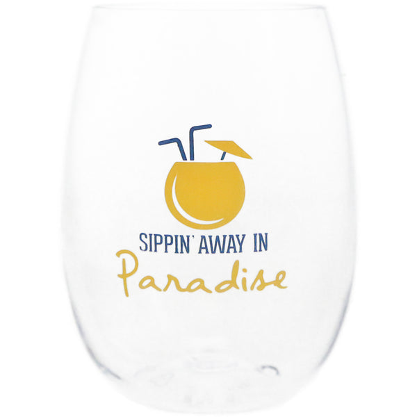 pavilion gift company In Paradise 14 oz Tritan Stemless Wine Glass