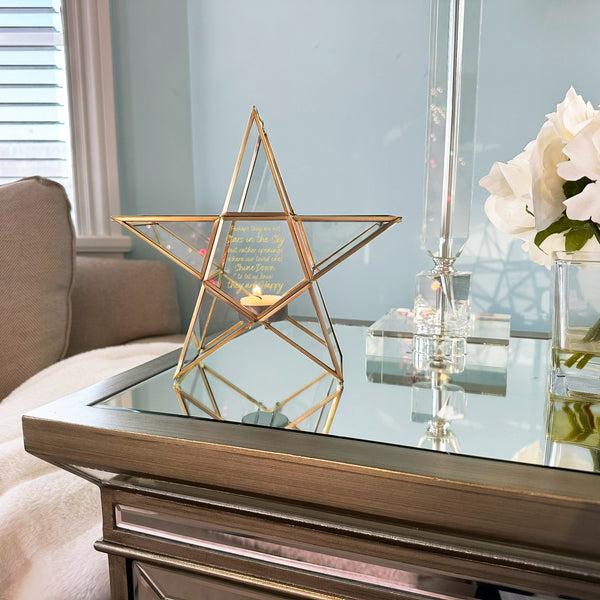 Pavilion Gift Company In The Sky 8.25" Glass Star Tea Light Holder