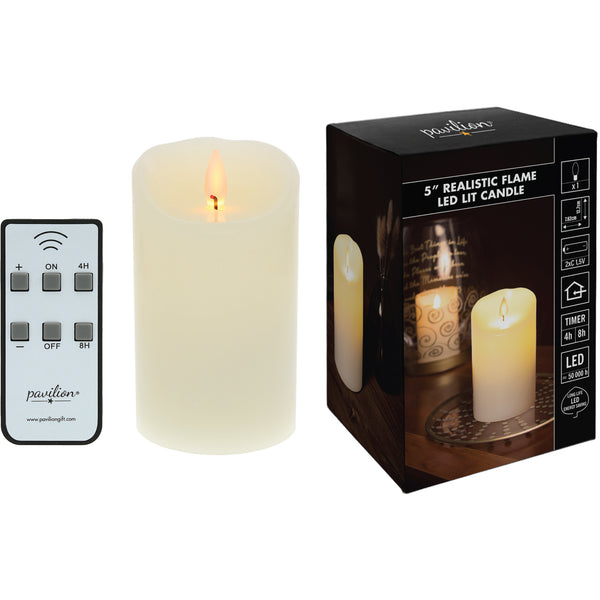 pavilion gift company Ivory Candle 5" Realistic Flame LED Lit Candle