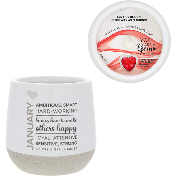 pavilion gift company January 11 oz - 100% Soy Wax Reveal Candle with Birthstone Scent: Tranquility