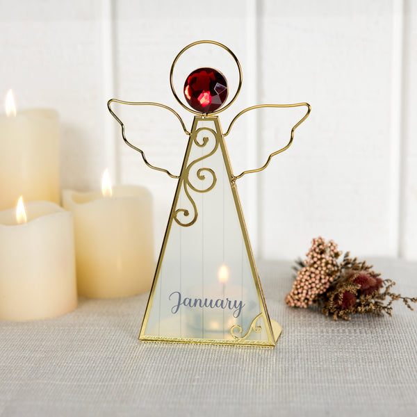 Pavilion Gift Company January 6.5" Monthly Angel Tea Light Holder
