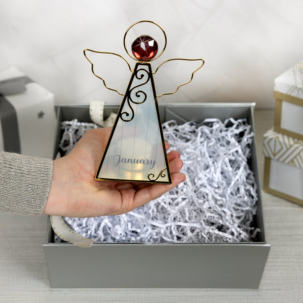 Pavilion Gift Company January 6.5" Monthly Angel Tea Light Holder
