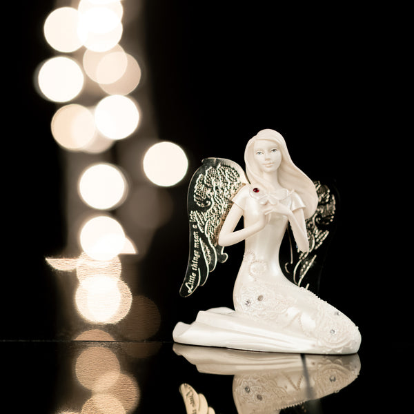 Pavilion Gift Company January Birthstone Angel 3.5" January Angel With Garnet Butterfly