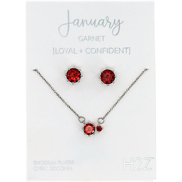 pavilion gift company January Garnet 16.5"-18.5" Birthstone Jewelry Gift Set