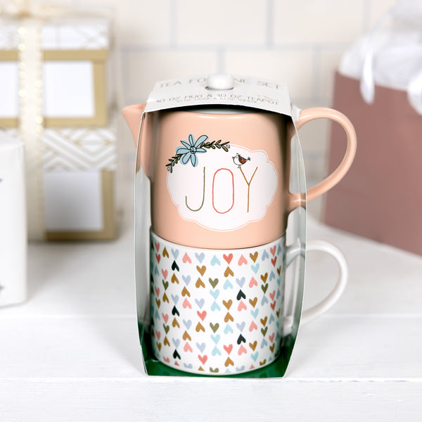 Pavilion Gift Company Joy Tea For One (10 Oz Teapot & 10 Oz Cup)