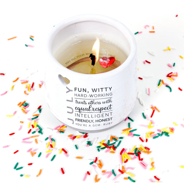 Pavilion Gift Company July 11 Oz - 100% Soy Wax Reveal Candle With Birthstone Scent: Tranquility