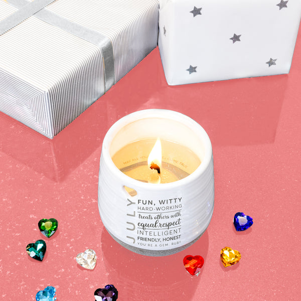 Pavilion Gift Company July 11 Oz - 100% Soy Wax Reveal Candle With Birthstone Scent: Tranquility