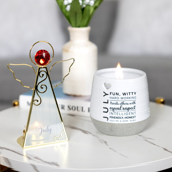 Pavilion Gift Company July 6.5" Monthly Angel Tea Light Holder