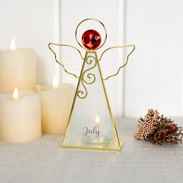 Pavilion Gift Company July 6.5" Monthly Angel Tea Light Holder