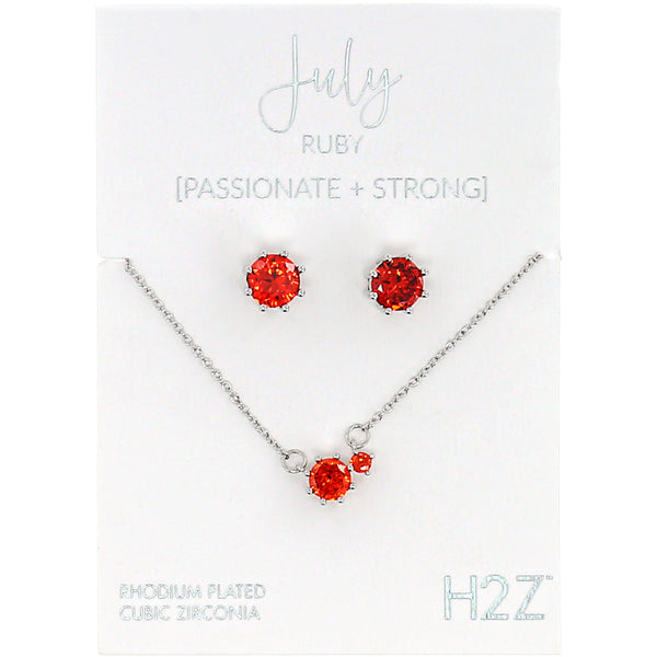 pavilion gift company July Ruby 16.5"-18.5" Birthstone Jewelry Gift Set