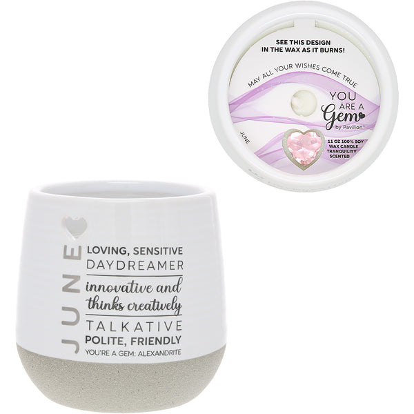 pavilion gift company June 11 oz - 100% Soy Wax Reveal Candle with Birthstone Scent: Tranquility