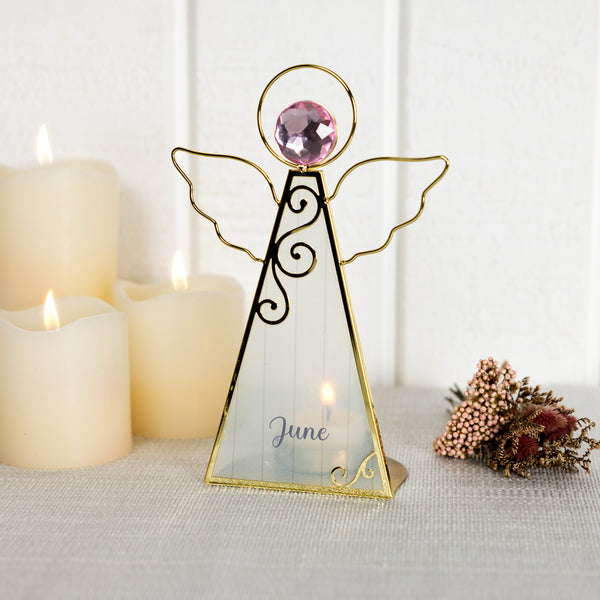 Pavilion Gift Company June 6.5" Monthly Angel Tea Light Holder