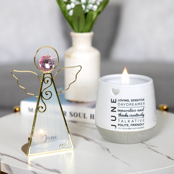 Pavilion Gift Company June 6.5" Monthly Angel Tea Light Holder