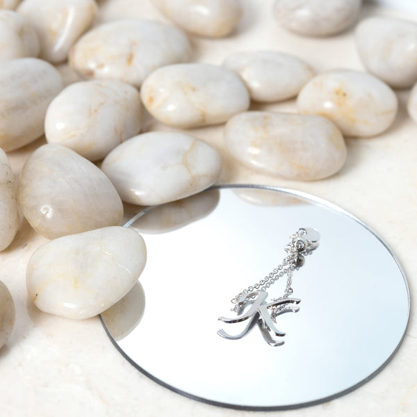 Pavilion Gift Company K Adjustable Rhodium Plated Monogram Ring