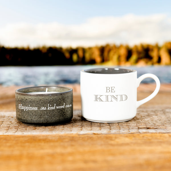 Pavilion Gift Company Kind Stacking Mug And Candle Set 100% Soy Wax Scent: Tranquility