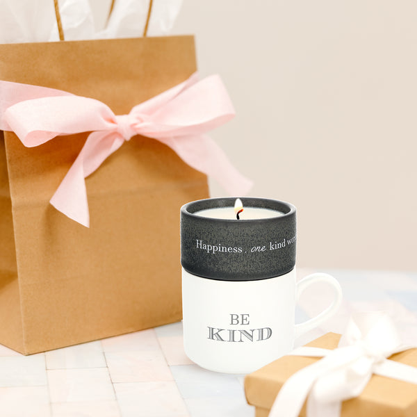Pavilion Gift Company Kind Stacking Mug And Candle Set 100% Soy Wax Scent: Tranquility